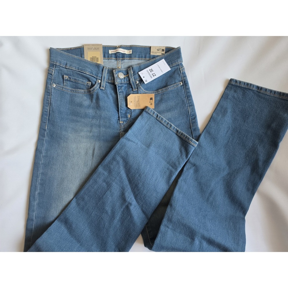 NWT Levi's 314 Shaping Straight Jeans Women's 27x32 Blue Stretch Denim Mid Rise